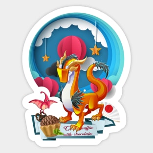 The Orange Dragon with Pterodactyl Sticker